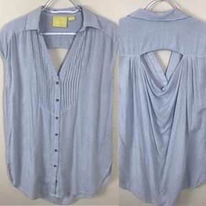Anthropologie Maeve Striped Sleeveless Chambray